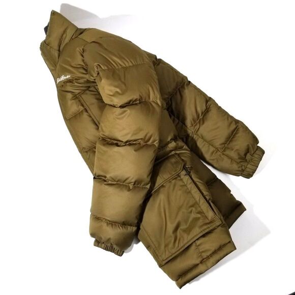 EDDIE BAUER Quilted Down StormRepel DWR Cargo Puffer Parka Jacket Small Gorpcore - Picture 2 of 10